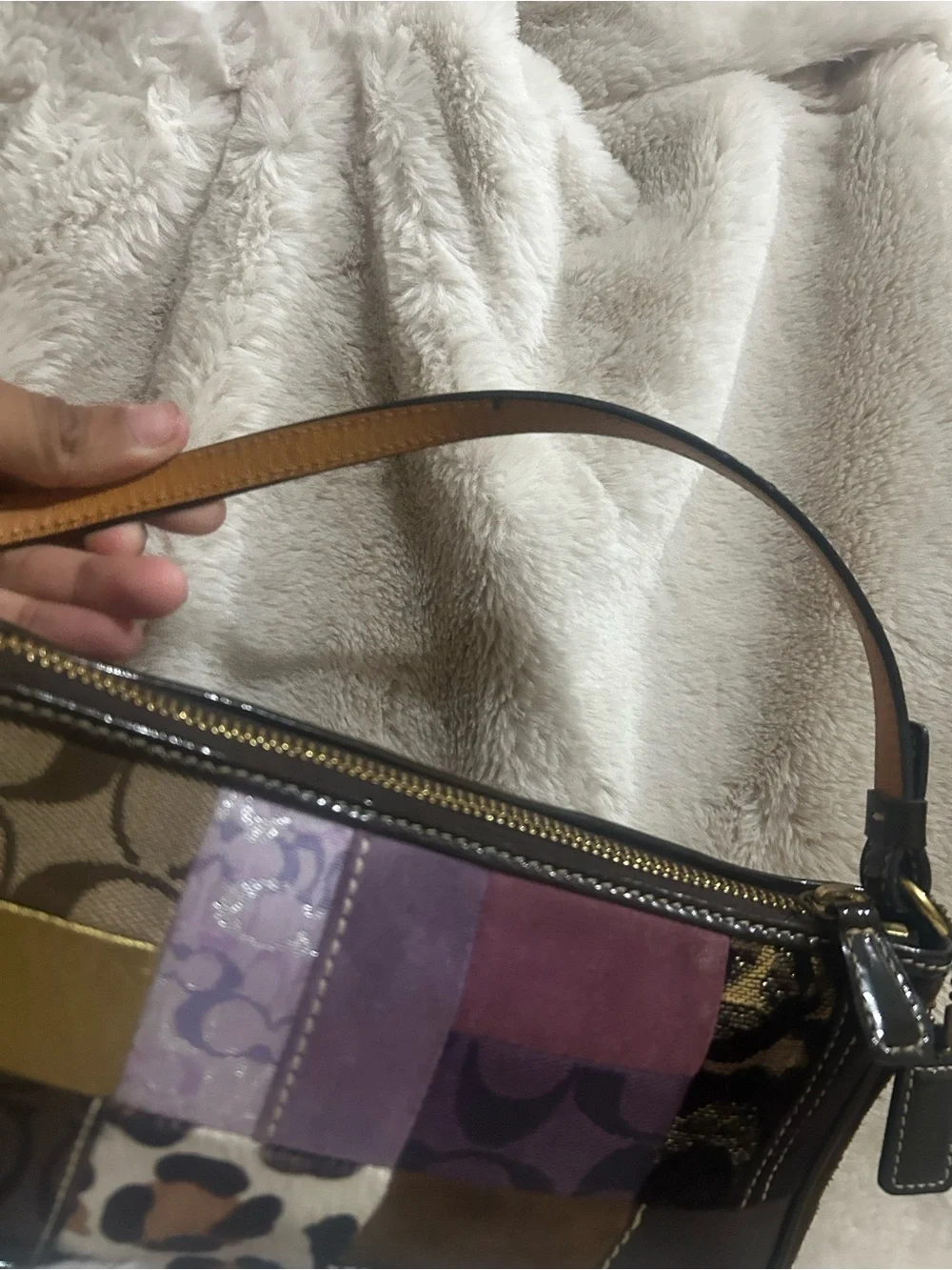 Coach Y2K Purple Patchwork Demi ShoulderBag 7071